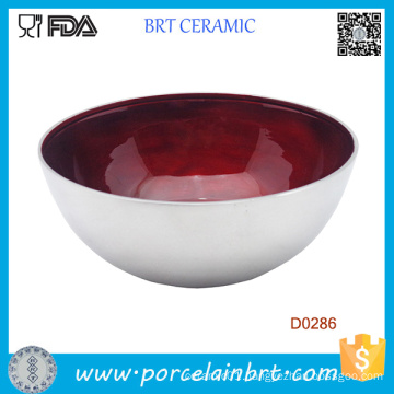 Deep Botttom Red Glazed Inside Ceramic Salad bowl